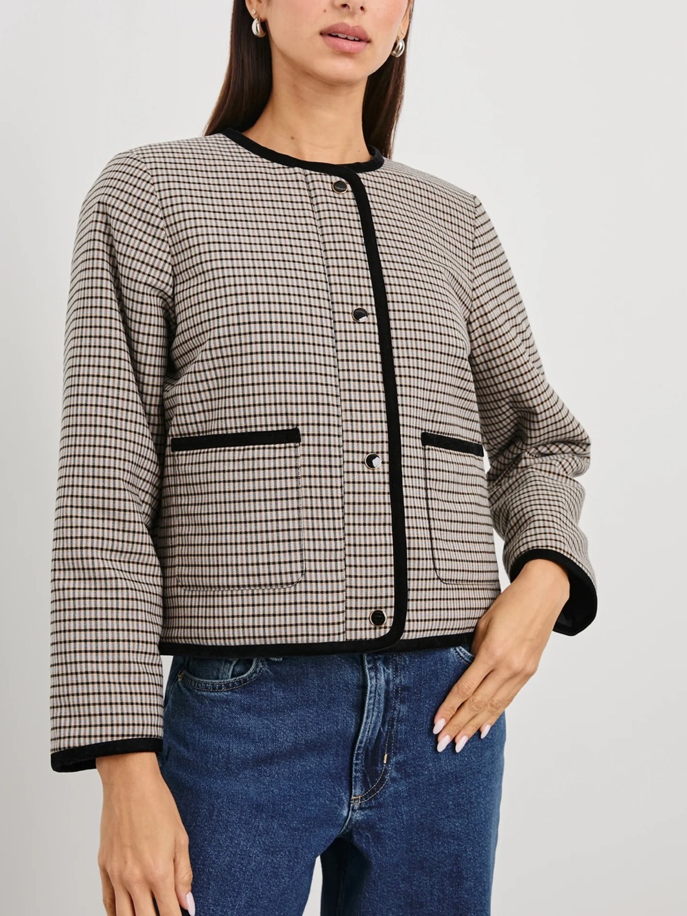 NWT Rails Nota Ice‎ Taupe Minicheck Jacket Size XL
